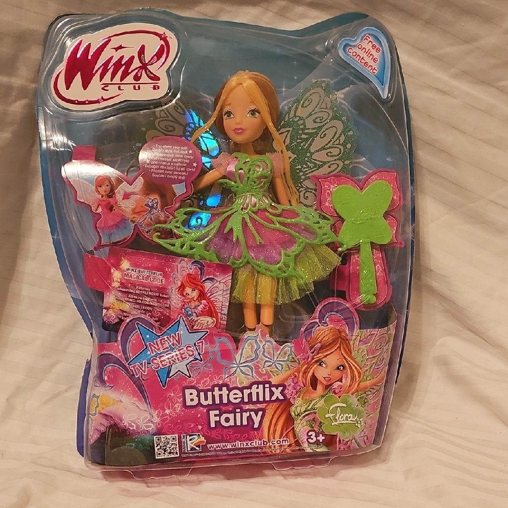 Winx Club - Butterflix Fairy - Flora Doll 28cm with Magic Robe - Witty Toys RARE